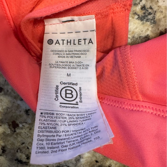 Athleta bright Pink Sports Bra Racerback size medium - Picture 3 of 3
